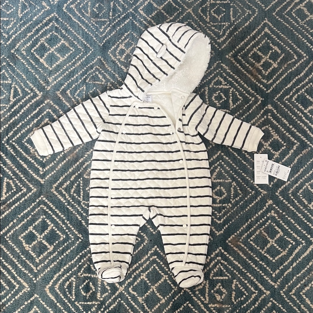 Nordstrom White and Black Striped Baby Footie
